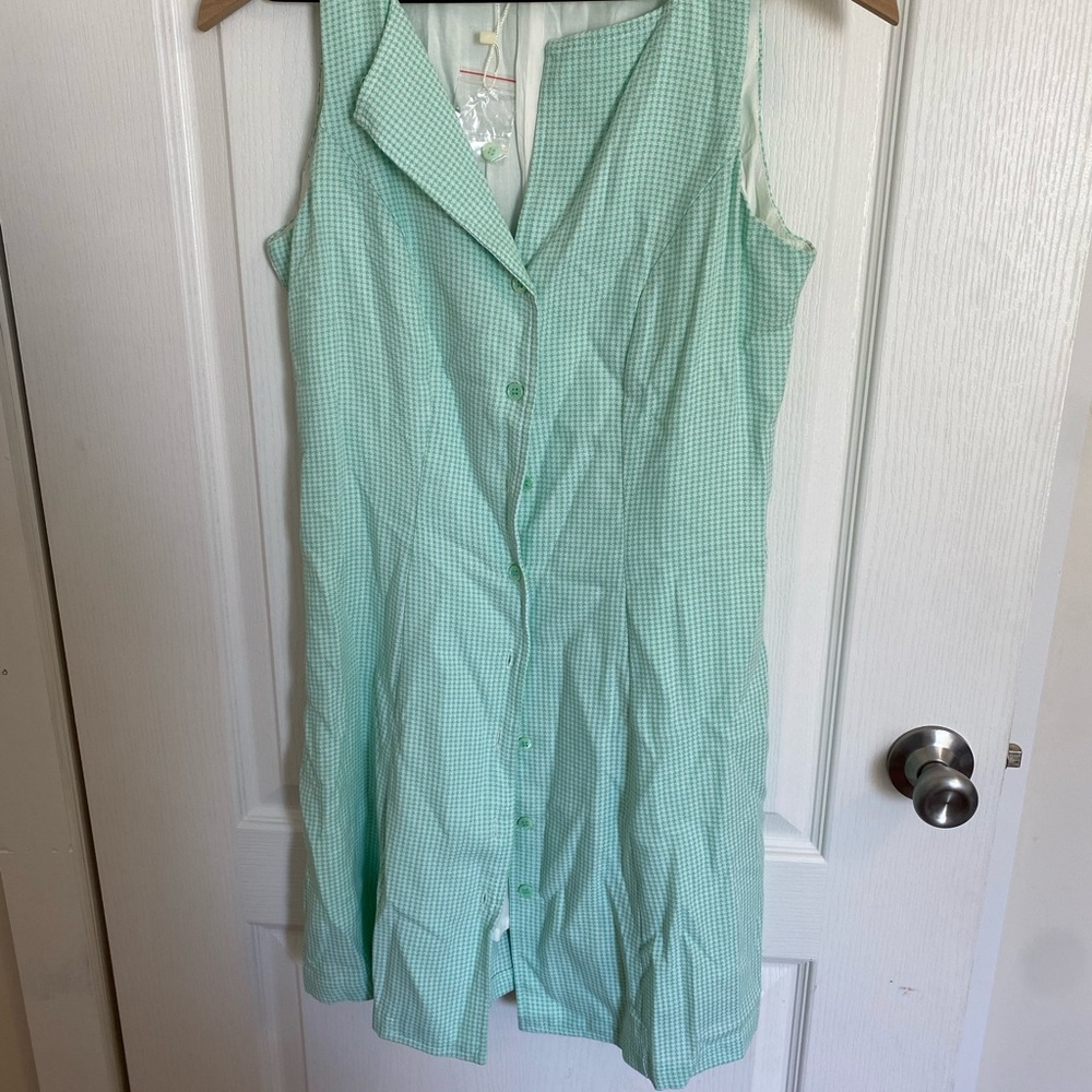 Kiwi Green Gingham Sleeveless Dress